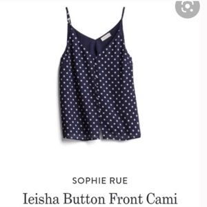 Sophie Rue Ieisha Button Front Blue White Polka Dot Tank Top XS